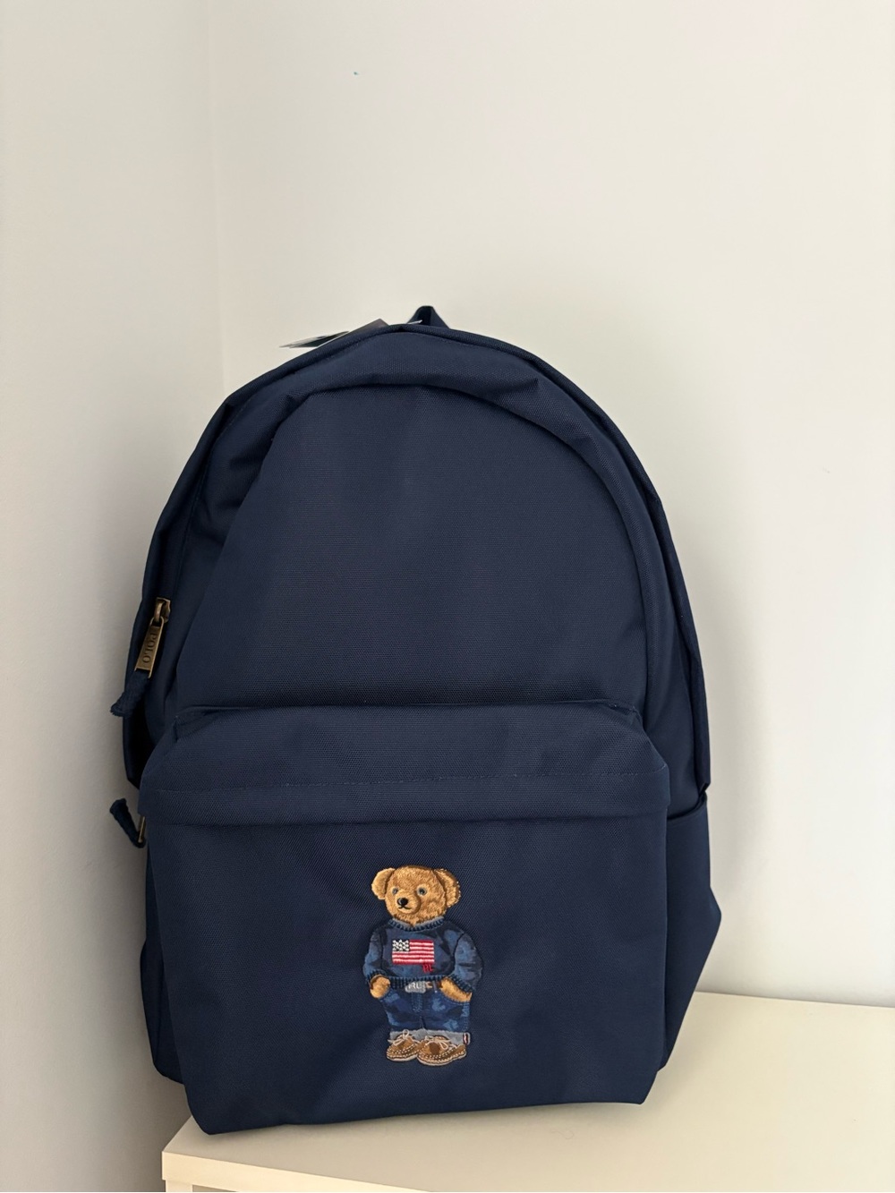 Polo Ralph Lauren Embroidered Bear Navy Large Backpack Laptop Sleeve Unisex